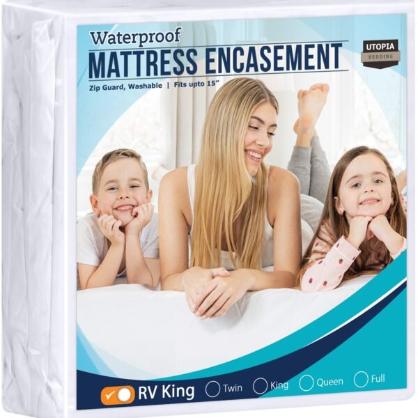 Utopia Bedding Zippered Mattress Encasement RV King - 100% Waterproof and Bed Bug Proof Mattress Protector - Absorbent, Six-Sided Mattress Cover